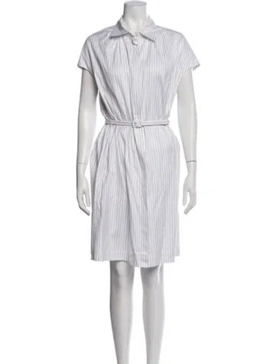 Pre-owned Rani Arabella Striped Knee-length Dress In White