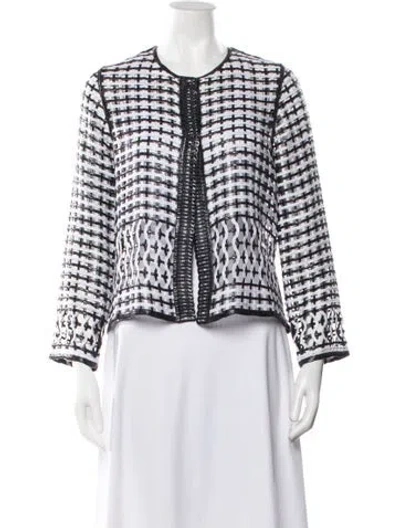 Pre-owned Rani Arabella Tweed Pattern Jacket In White