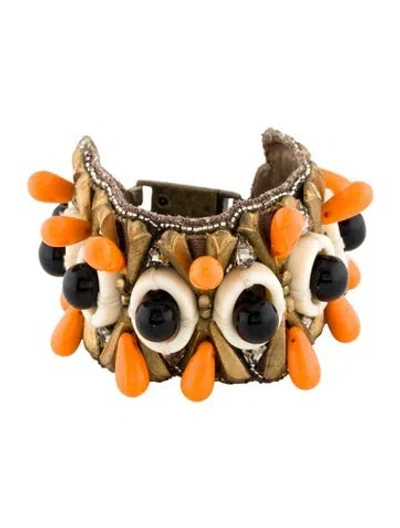 Pre-owned Ranjana Khan Bead,crystal,resin & Fabric Wrap Bracelet In Multi