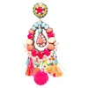 Ranjana Khan Crystal Beads Multi Dangling Clip On Earrings In Pink