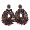 Ranjana Khan Holographic Feather Crystal Bow Dangling Clip Earrings In Black