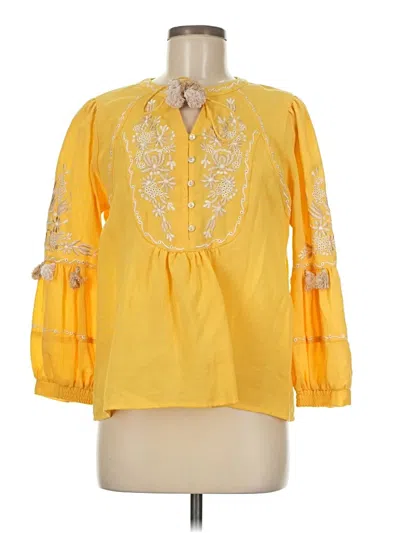 Pre-owned Ranna Gill 3/4 Sleeve Blouse In Yellow