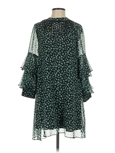 Pre-owned Ranna Gill 3/4 Sleeve Top Green Mock Neckline Tops