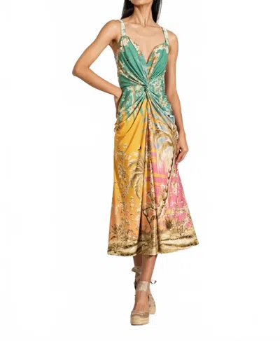 Ranna Gill Celeste Twisted Midi Dress In Multi Color
