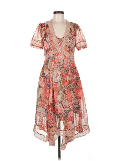 Pre-owned Ranna Gill Cocktail Dress In Orange