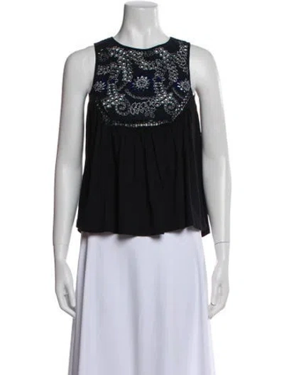 Pre-owned Ranna Gill Crew Neck Sleeveless Crop Top In Black