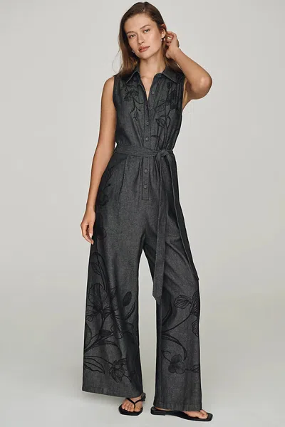 Ranna Gill Denim Wide-leg Jumpsuit In Black