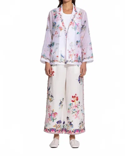 Ranna Gill Eva Floral Jacket In Ivory In Purple