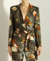 Ranna Gill Floral Blazer In Green In Green