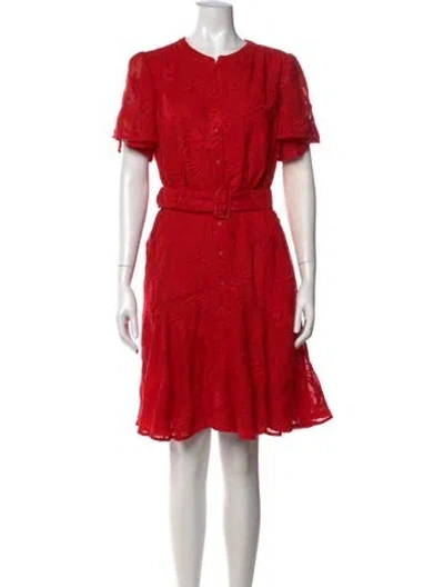 Pre-owned Ranna Gill Floral Print Knee-length Dress In Red