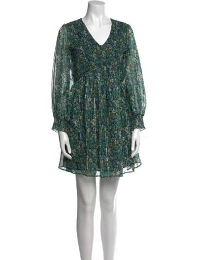 Pre-owned Ranna Gill Floral Print Mini Dress In Green