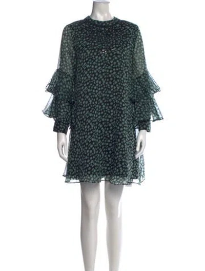 Pre-owned Ranna Gill Floral Print Mini Dress In Green