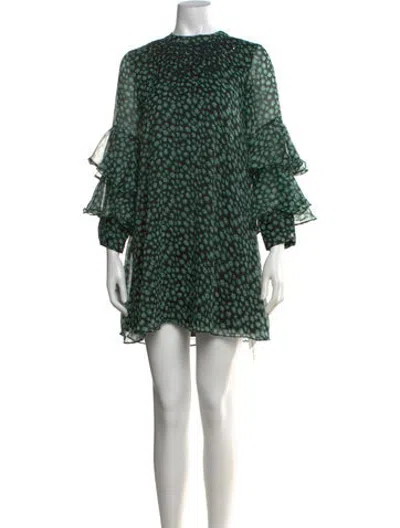 Pre-owned Ranna Gill Floral Print Mini Dress In Green