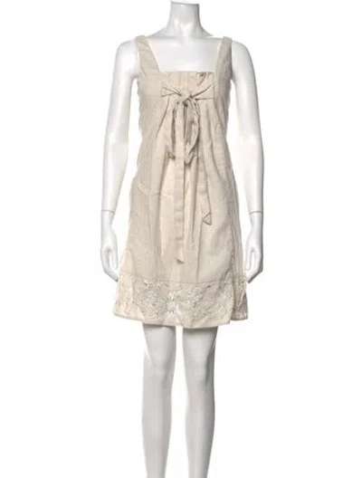 Pre-owned Ranna Gill Floral Print Mini Dress In Neutrals