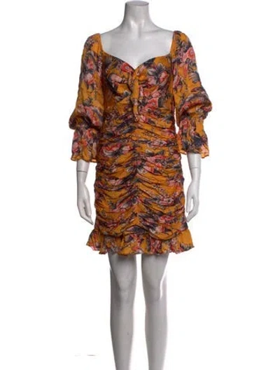 Pre-owned Ranna Gill Floral Print Mini Dress In Orange