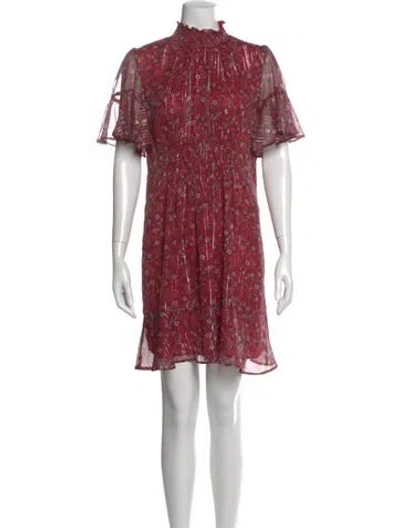 Pre-owned Ranna Gill Floral Print Mini Dress In Red