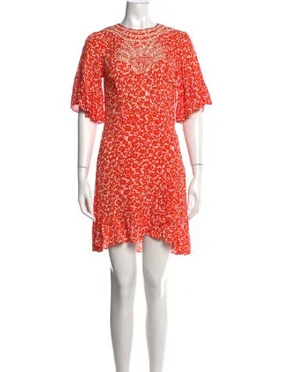 Pre-owned Ranna Gill Floral Print Mini Dress In Red