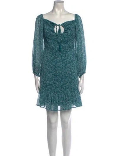 Pre-owned Ranna Gill Floral Print Mini Dress W/ Tags In Green