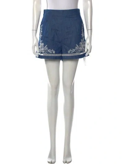 Pre-owned Ranna Gill Floral Print Mini Shorts In Blue