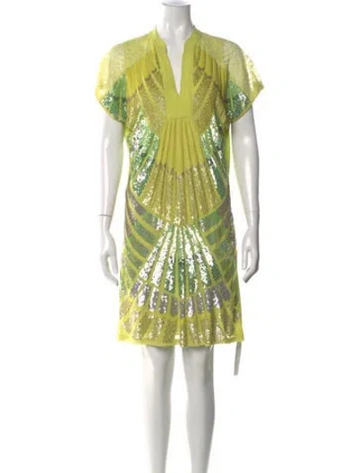 Pre-owned Ranna Gill Graphic Print Mini Dress In Green