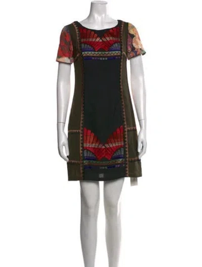 Pre-owned Ranna Gill Graphic Print Mini Dress In Green