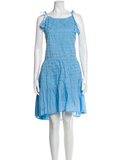 Pre-owned Ranna Gill Lace Pattern Knee-length Dress W/ Tags In Blue
