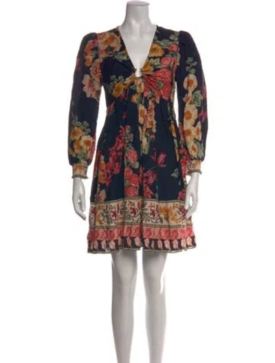 Pre-owned Ranna Gill Linen Mini Dress In Blue
