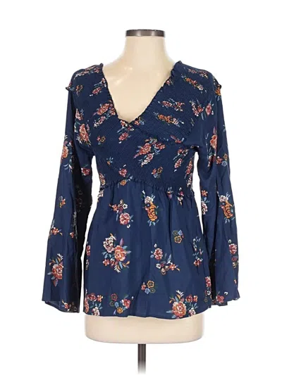Pre-owned Ranna Gill Long Sleeve Blouse In Blue