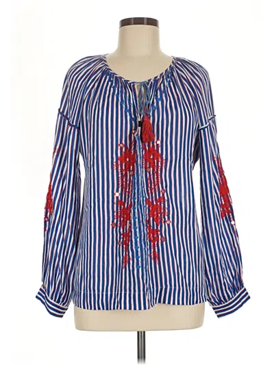 Pre-owned Ranna Gill Long Sleeve Blouse In Blue