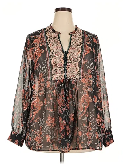 Pre-owned Ranna Gill Long Sleeve Blouse In Brown
