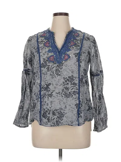 Pre-owned Ranna Gill Long Sleeve Blouse In Gray