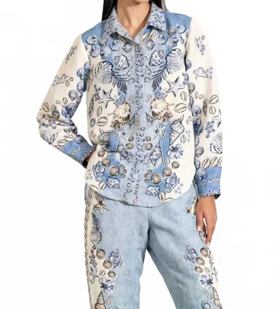 Ranna Gill Luna Button Down Shirt In Atlantic In Blue