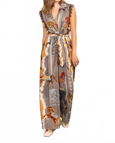 Ranna Gill Mirage Belted Jumpsuit In Multi-color In Gray