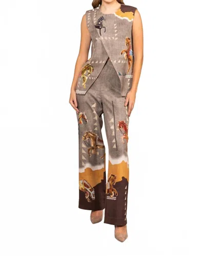 Ranna Gill Mustang Overlap Blouse In Multi-color In Brown