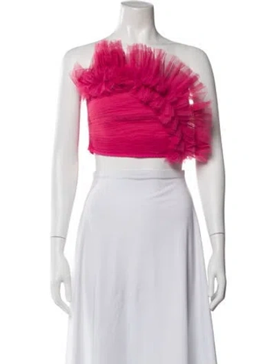 Pre-owned Ranna Gill Nylon One-shoulder Crop Top In Pink