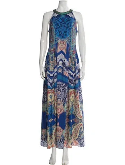 Pre-owned Ranna Gill Paisley Print Long Dress In Blue