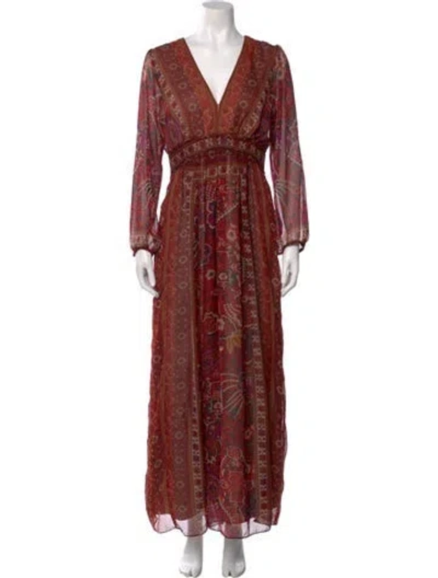 Pre-owned Ranna Gill Paisley Print Long Dress In Red