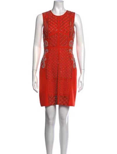 Pre-owned Ranna Gill Patterned Knee-length Dress In Orange