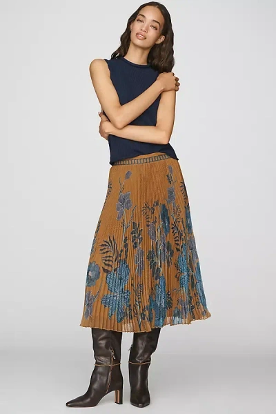 Ranna Gill Pleated Midi Skirt In Multicolor