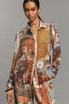 Ranna Gill Printed Buttondown Shirt In Brown