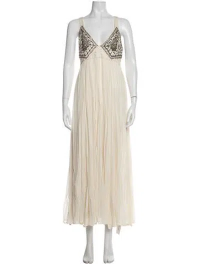 Pre-owned Ranna Gill Printed Long Dress W/ Tags In Neutrals