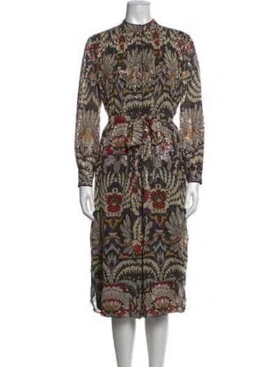Pre-owned Ranna Gill Printed Midi Length Dress In Multicolor