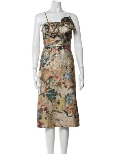 Pre-owned Ranna Gill Printed Midi Length Dress In Neutral