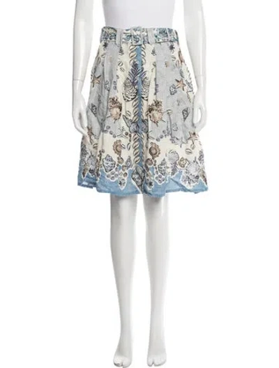 Pre-owned Ranna Gill Printed Midi Length Skirt In Blue