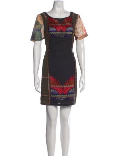 Pre-owned Ranna Gill Printed Mini Dress In Black