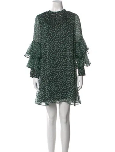 Pre-owned Ranna Gill Printed Mini Dress In Green
