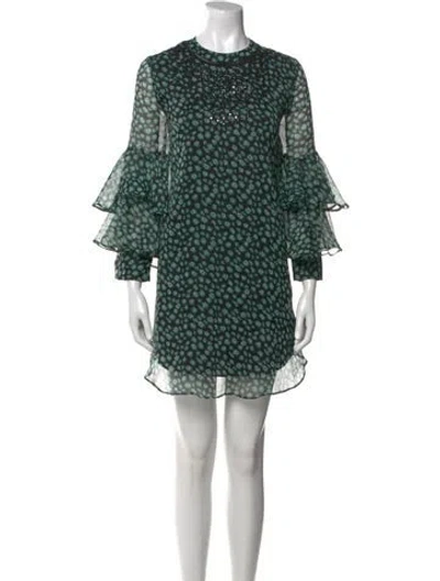 Pre-owned Ranna Gill Printed Mini Dress In Green