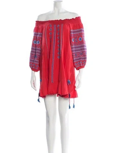 Pre-owned Ranna Gill Printed Mini Dress In Red