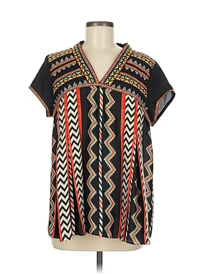 Pre-owned Ranna Gill Short Sleeve Blouse In Black