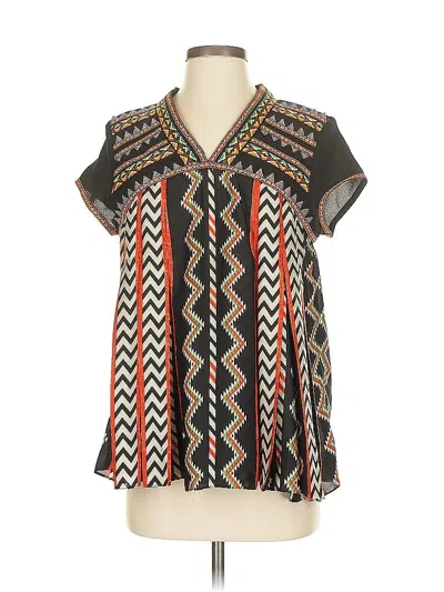 Pre-owned Ranna Gill Short Sleeve Blouse In Black